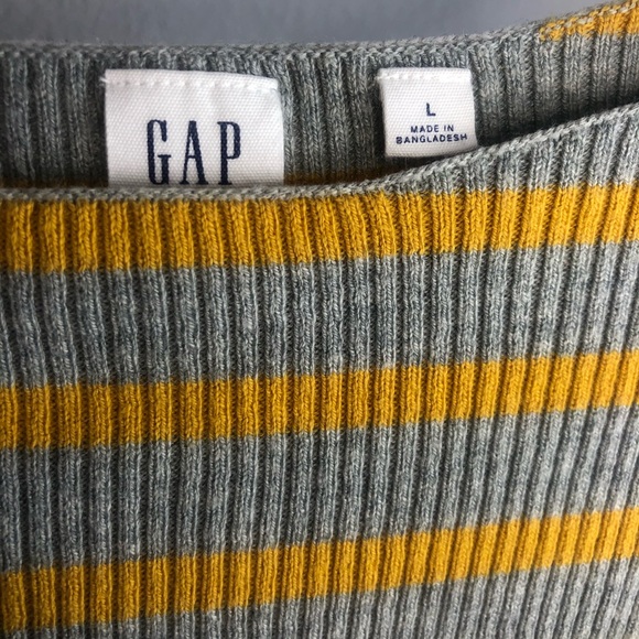 GAP Grey & Mustard Yellow Striped Long Sleeve Top - Picture 3 of 8